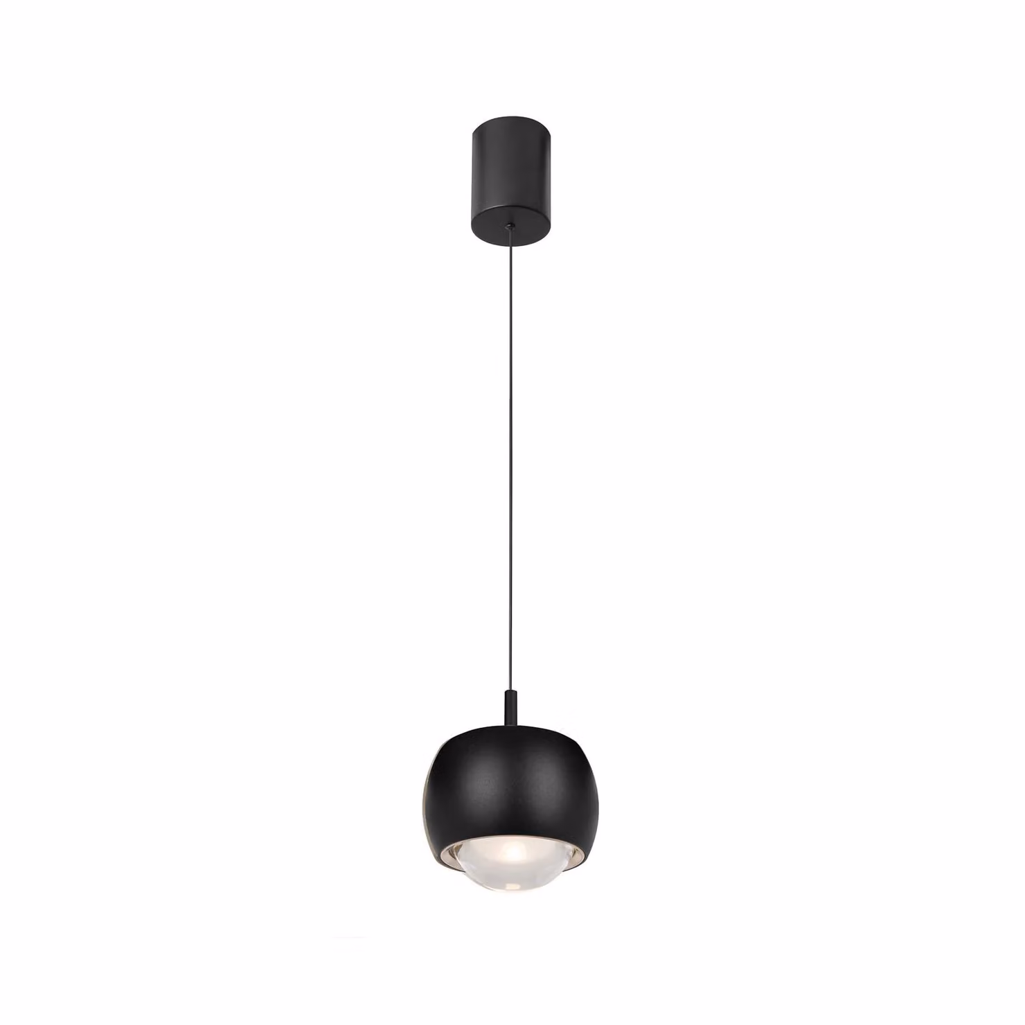 Mantra Iluminación Lampada a sospensione Roller LED, nera, lente in vetro regolabile, Nero, Soggiorno / Sala da pranzo, Alluminio