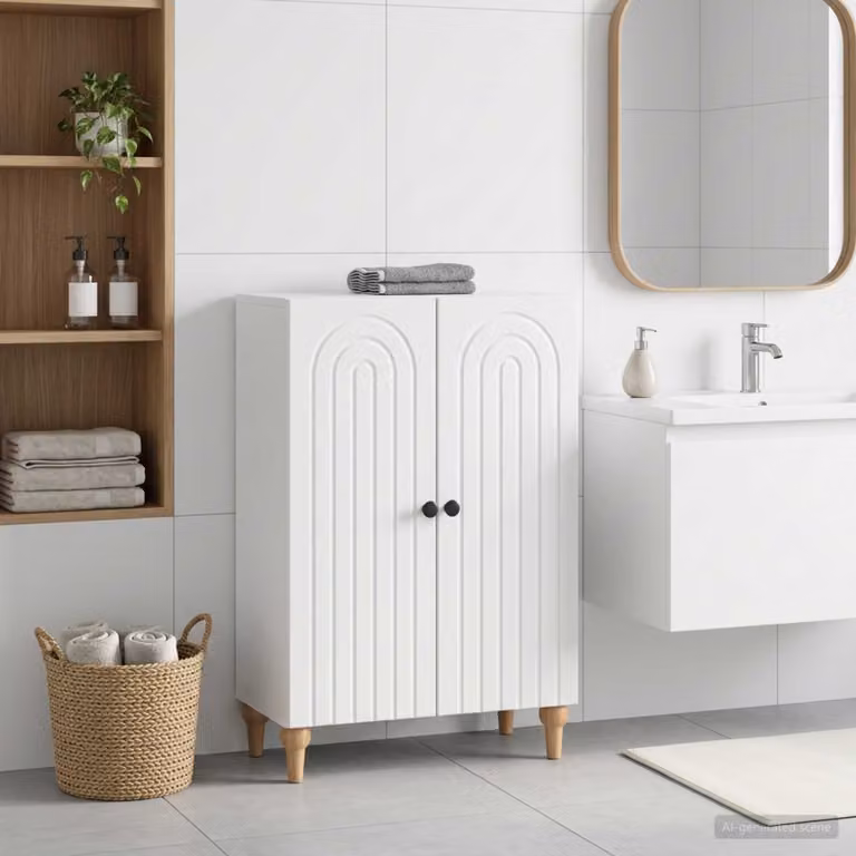 Mobiletto da bagno moderno vidaXL ALKMAAR bianco L: 59,5 cm, P: 31 cm, H: 80 cm