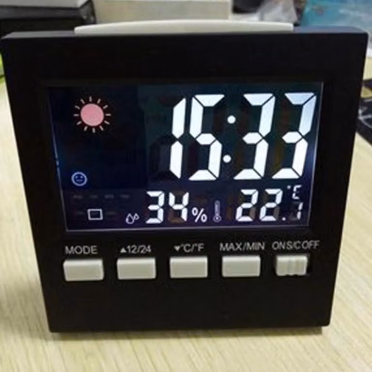 Stazione meteorologica da interno con igrometro e termometro, dotata di funzione orologio, per il controllo del clima ambientale
