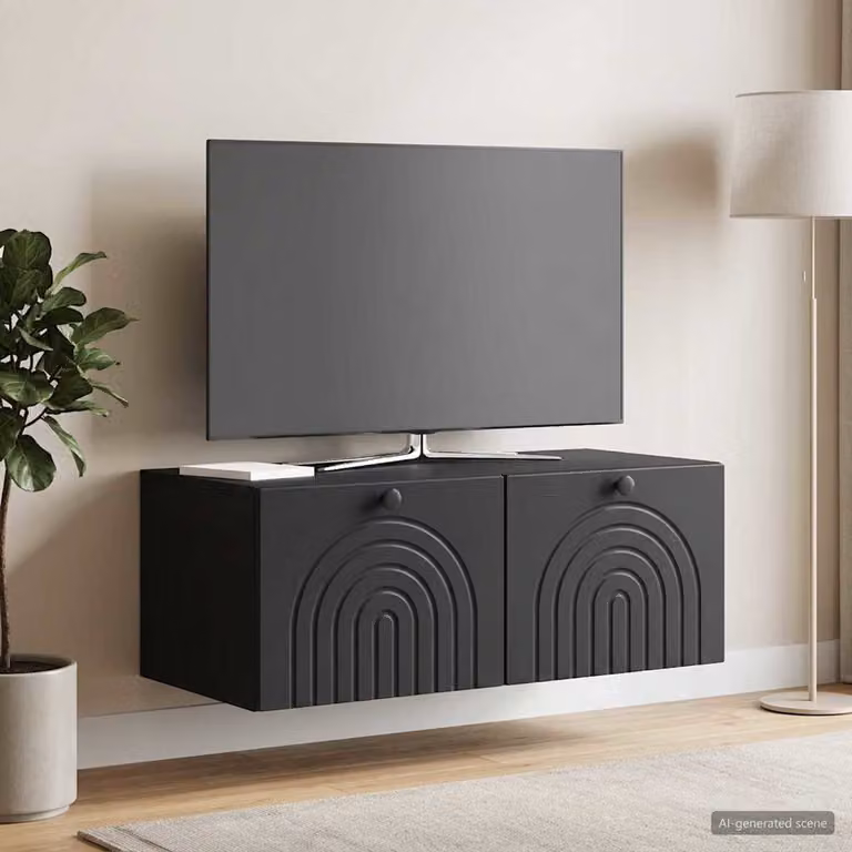 vidaXL Mobile Porta TV da Muro Nero L: 78,5 cm, P: 41 cm, H: 30 cm