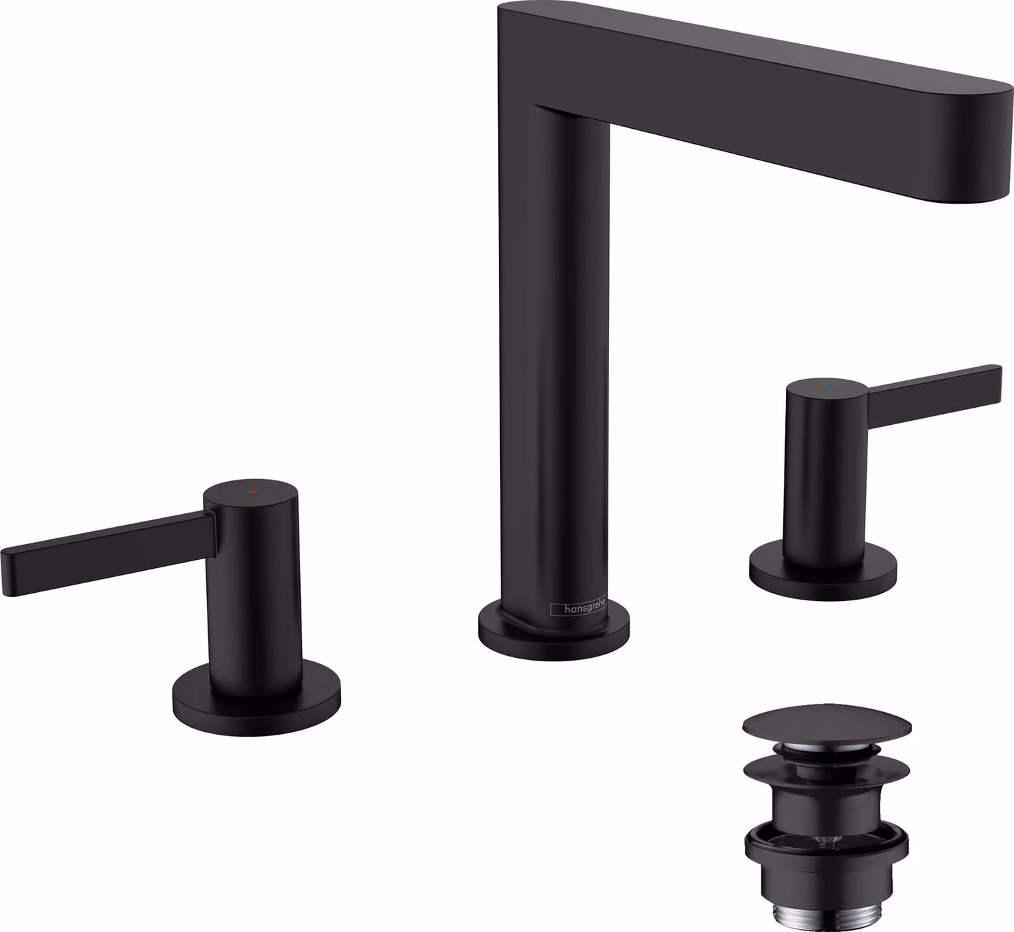 hansgrohe Finoris robinetterie de lavabo 3 trous 160 avec vidage Push-Open, portée 169mm, 76034670, 76034670