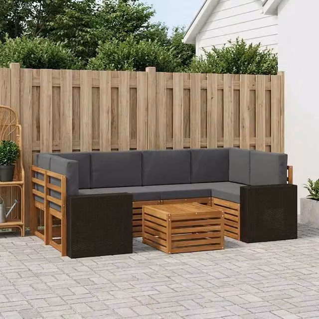 Set di divani da esterno 7 pz Naturale e Antracite 3384093