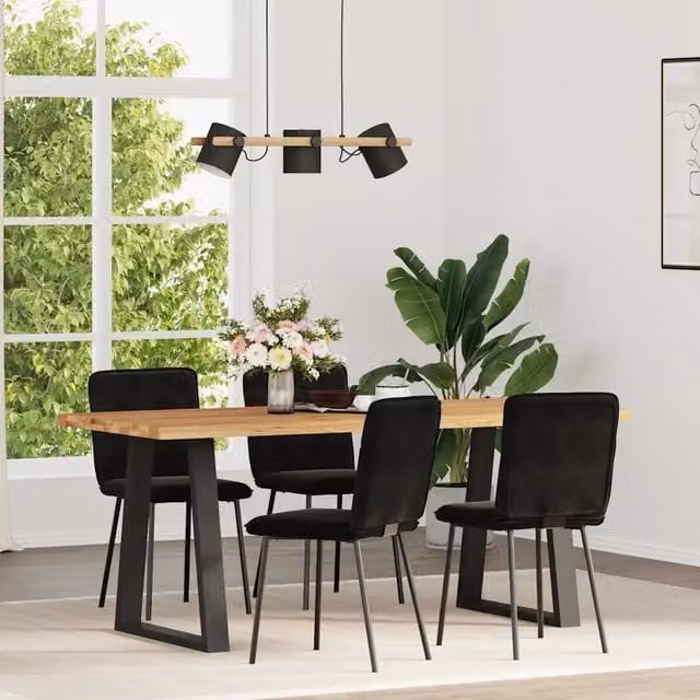 Set di 4 sedie da pranzo vidaXL in velluto nero con struttura moderna per cucina e soggiorno – 1