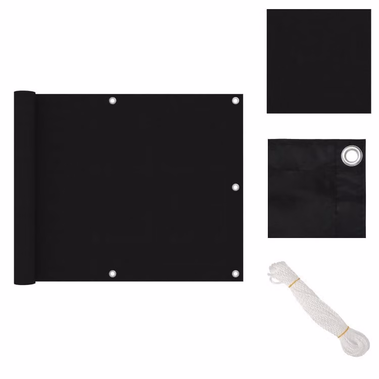 vidaXL Schermo privacy per balcone nero 75x600 cm Tessuto Oxford - Ombrelloni e tende da sole