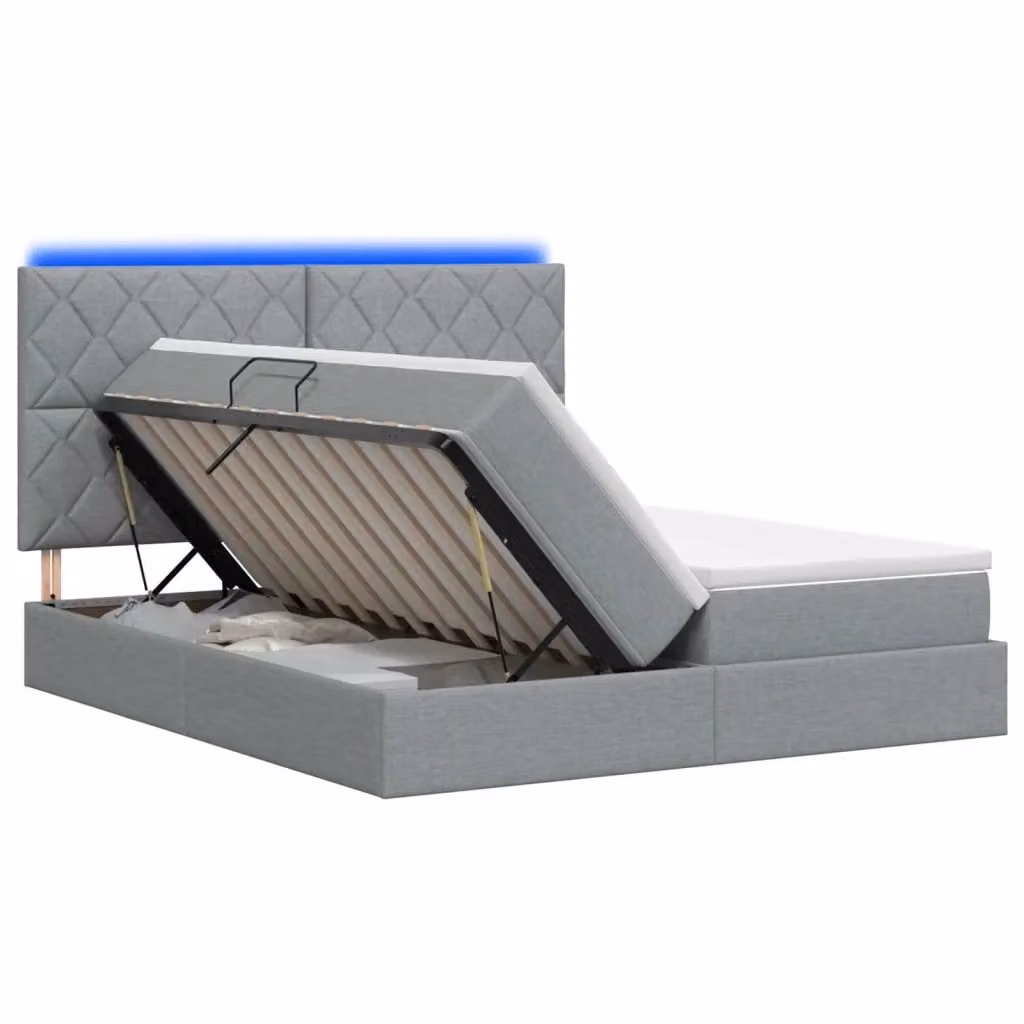 Letto con contenitore e illuminazione LED vidaXL, Grigio, L/P/H: 180 x 200 x 128 cm – 2