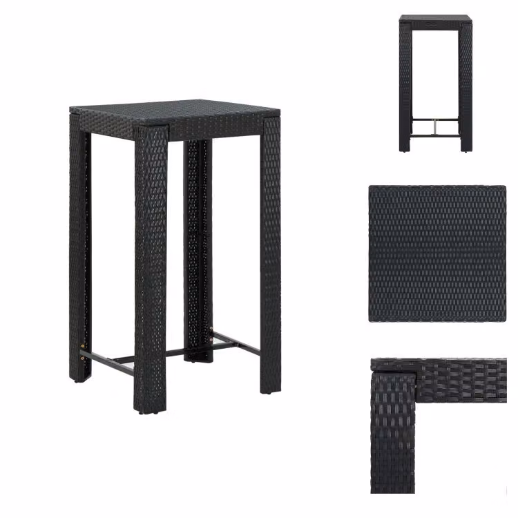 vidaXL Tavolo bar da giardino nero 60,5x60,5x110,5 cm in poly rattan - Tavoli da giardino