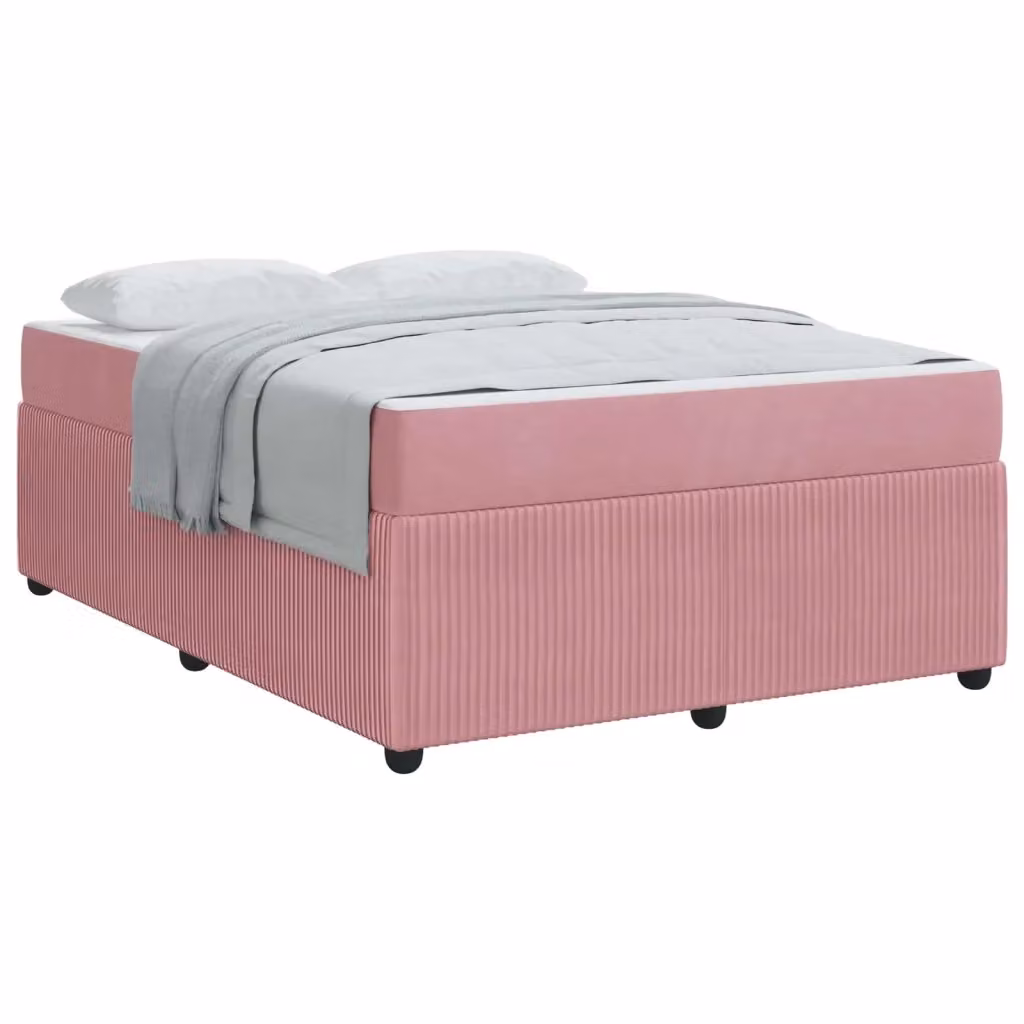 Struttura letto moderna vidaXL in tessuto rosa con legno, L 160 cm x P 200 cm, H 66 cm – 2