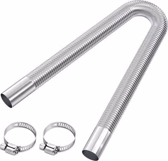 Generatore di corrente, tubo di scarico da 60 cm, finitura metallizzata, riscaldamento a gasolio.