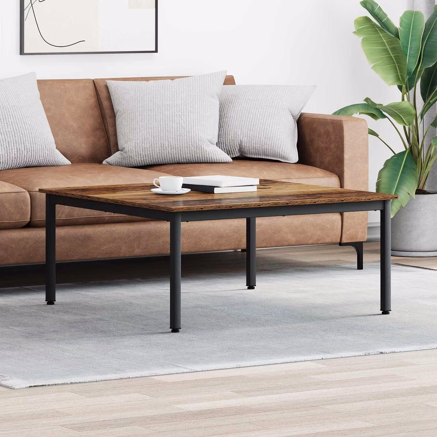 Tavolino da salotto moderno vidaXL in legno marrone L: 100 cm, P: 100 cm, H: 45 cm