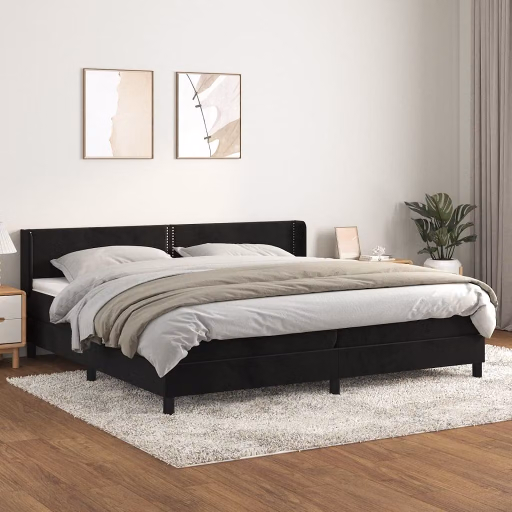 Maison Exclusive - Giroletto a Molle con Materasso Nero 200x200 cm in Velluto