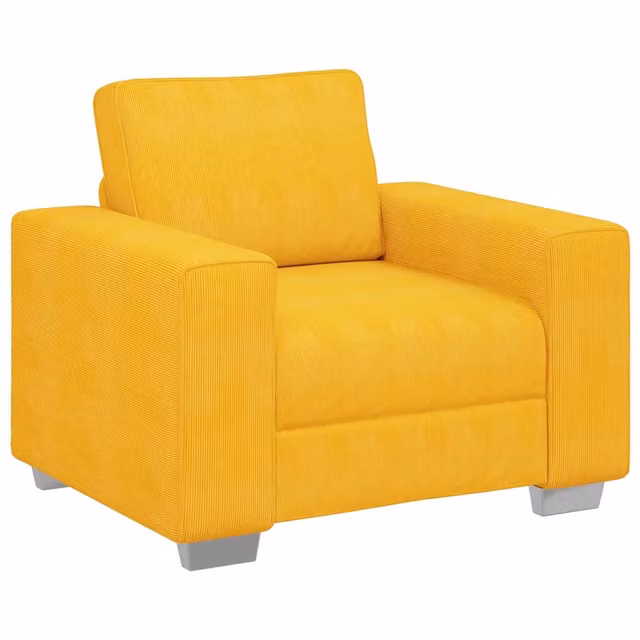 Sedia Divano Moderno in Velluto a Coste Giallo L: 100 cm, P: 77 cm, H: 82 cm – 1