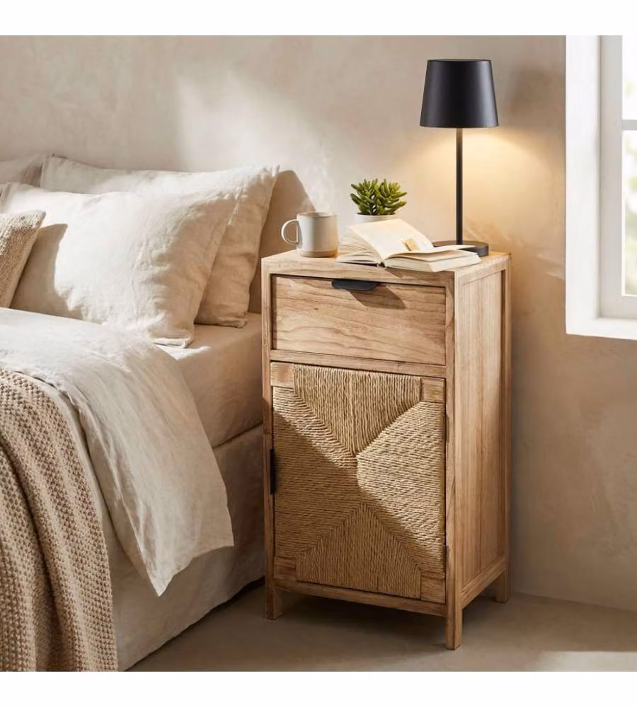 Cosma Mobiletto Carlos Legno 1 Cassetto 1 Anta Marrone Chiaro 34x25x64 cm