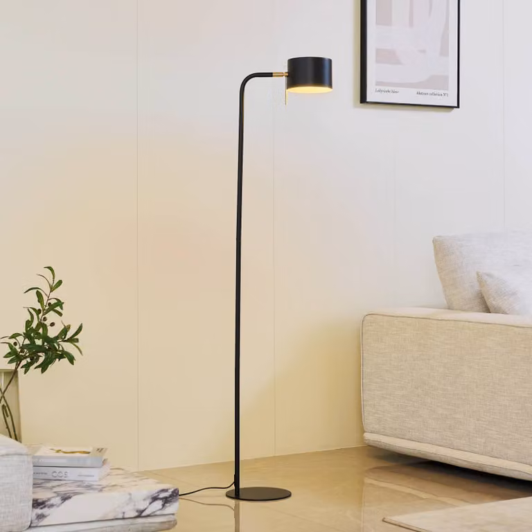 Lampada da terra Kaida Lindby, Nero, Soggiorno / Sala da pranzo, Metallo, Moderno, Lampada da terra