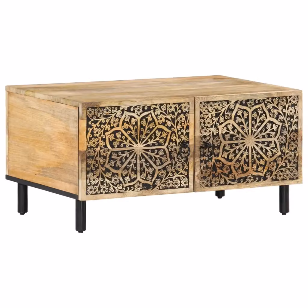 Tavolino da salotto rettangolare vidaXL in legno di mango marrone L: 80 cm, P: 50 cm, H: 40 cm – 2