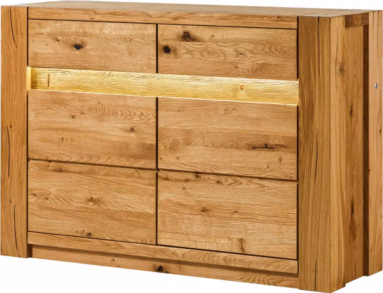 MASSIVMOEBEL24 | Credenza in legno di quercia selvatica 123x40x85 oliato naturale KENT #130