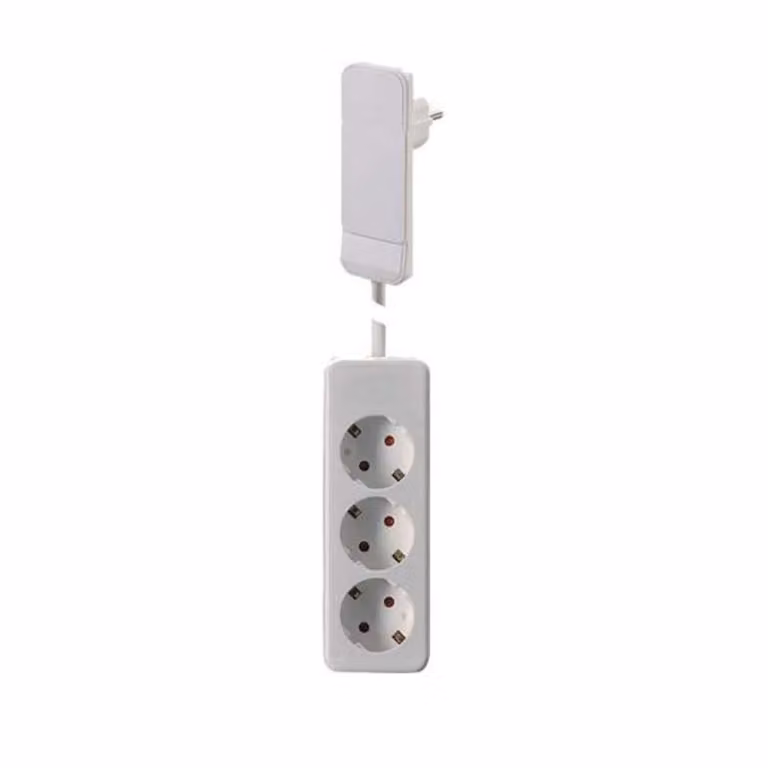 BACHMANN Spina piatta CEE7/7 bianco, 1,6 m 3xCEE7/3