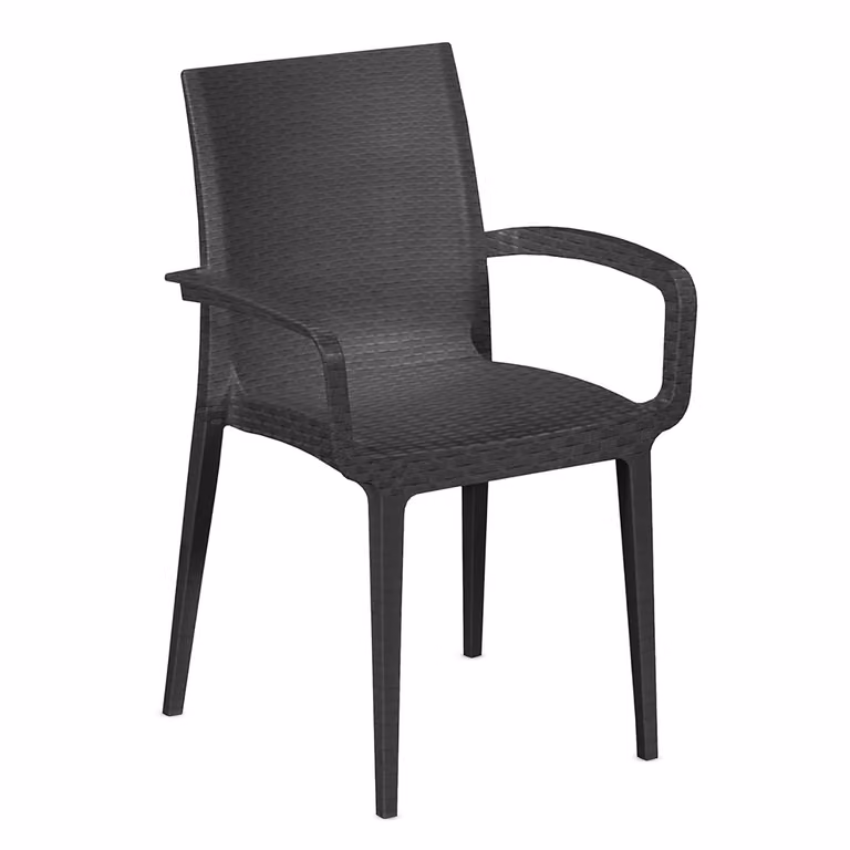 Sedia da giardino PROGARDEN Duke Antracite Linea Contract impilabile con braccioli H 81 x L 48 x P 42 cm