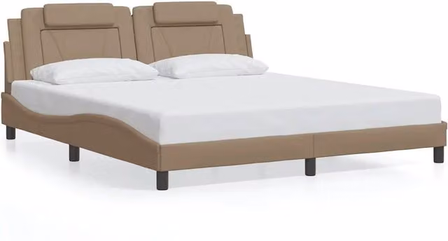 Letto matrimoniale | Letto per adulti | Giroletto Viana senza Materasso Cappuccino 180x200 cm in Similpelle
