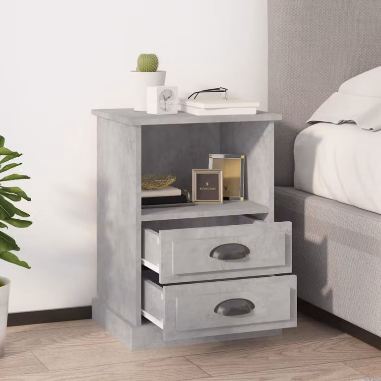 Set di 2 comodini sospesi vidaXL in stile moderno, colore grigio, L: 43 cm, P: 36 cm, H: 60 cm