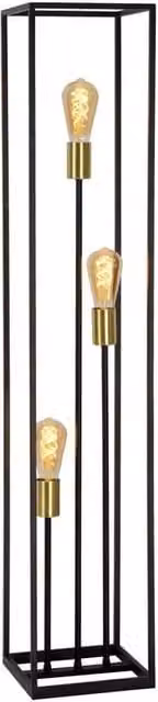 Lampada da terra Lucide Ruben in metallo nero e oro, H 120 cm