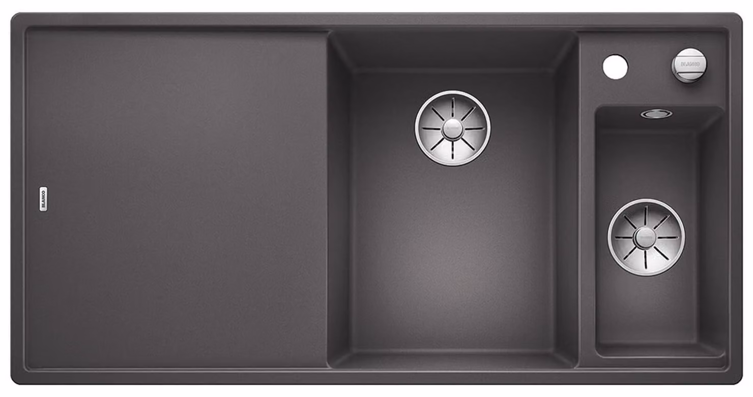 Lavello da incasso, dimensioni 1000x510 mm, composito di granito, colore grigio pietra, adatto a mobiletti da 60 cm
