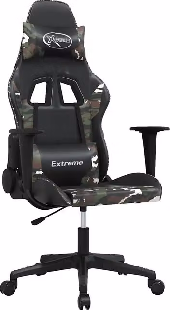 Sedia da Gaming Nera con Design Astratto e Poggiatesta, Regolabile e Ruotabile 360 Gradi – 1