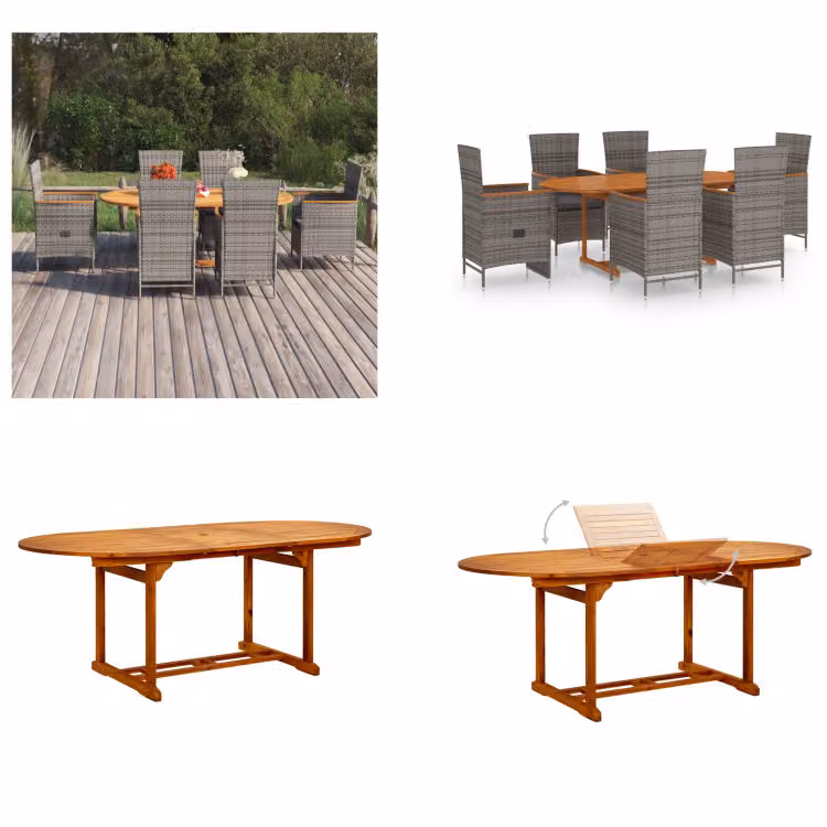 vidaXL set da pranzo da giardino 7 pezzi in rattan grigio - Set da pranzo da giardino - Set da pranzo da giardino - Set da giardino - Set da giardino