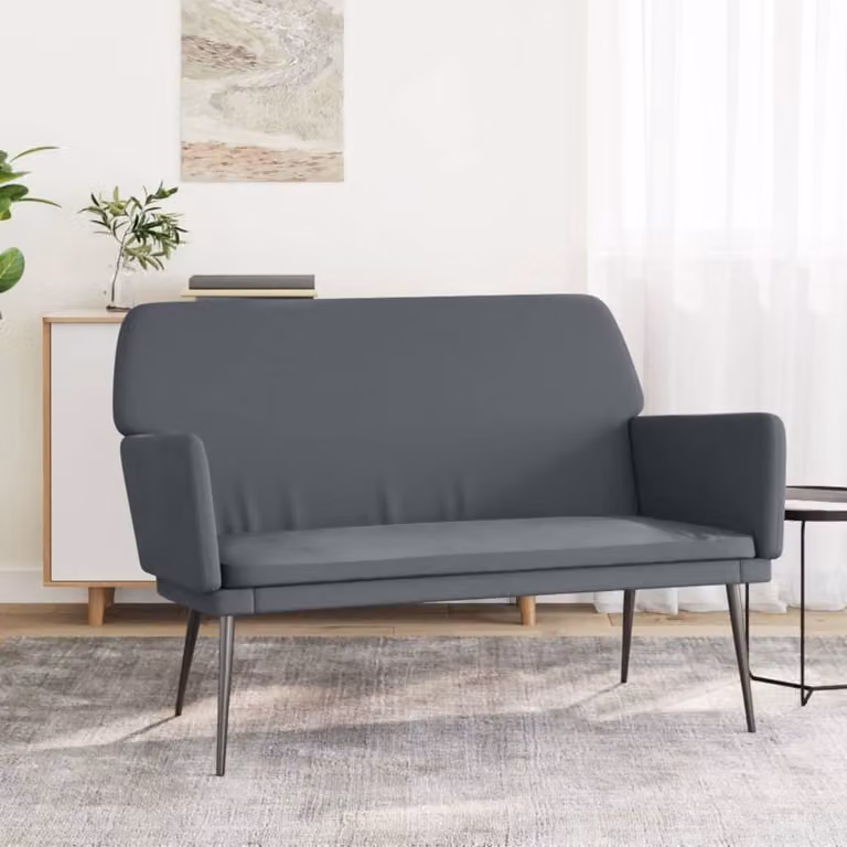 vidaXL Panca Moderna in Velluto Grigio con Braccioli L: 108 cm, P: 40 cm, H: 79 cm