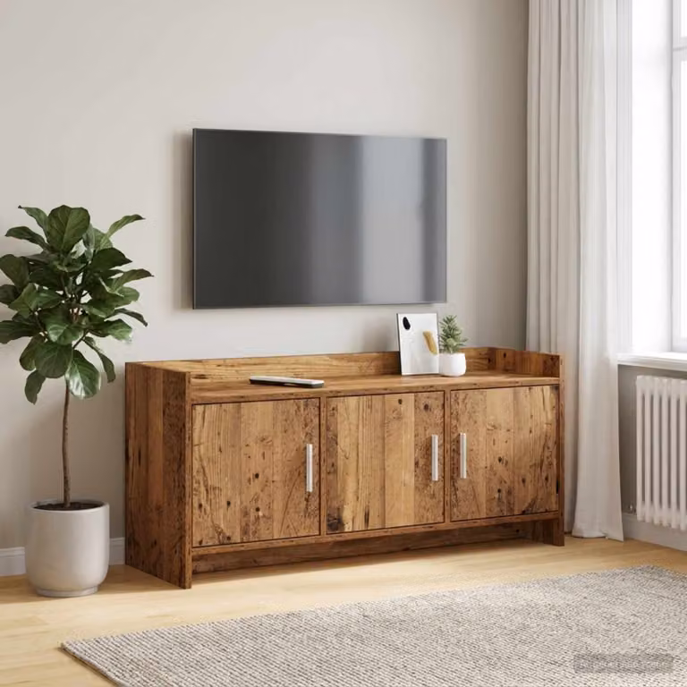 Mobile TV vidaXL in legno e metallo marrone, stile moderno, L 102 cm x P 33 cm x H 47 cm