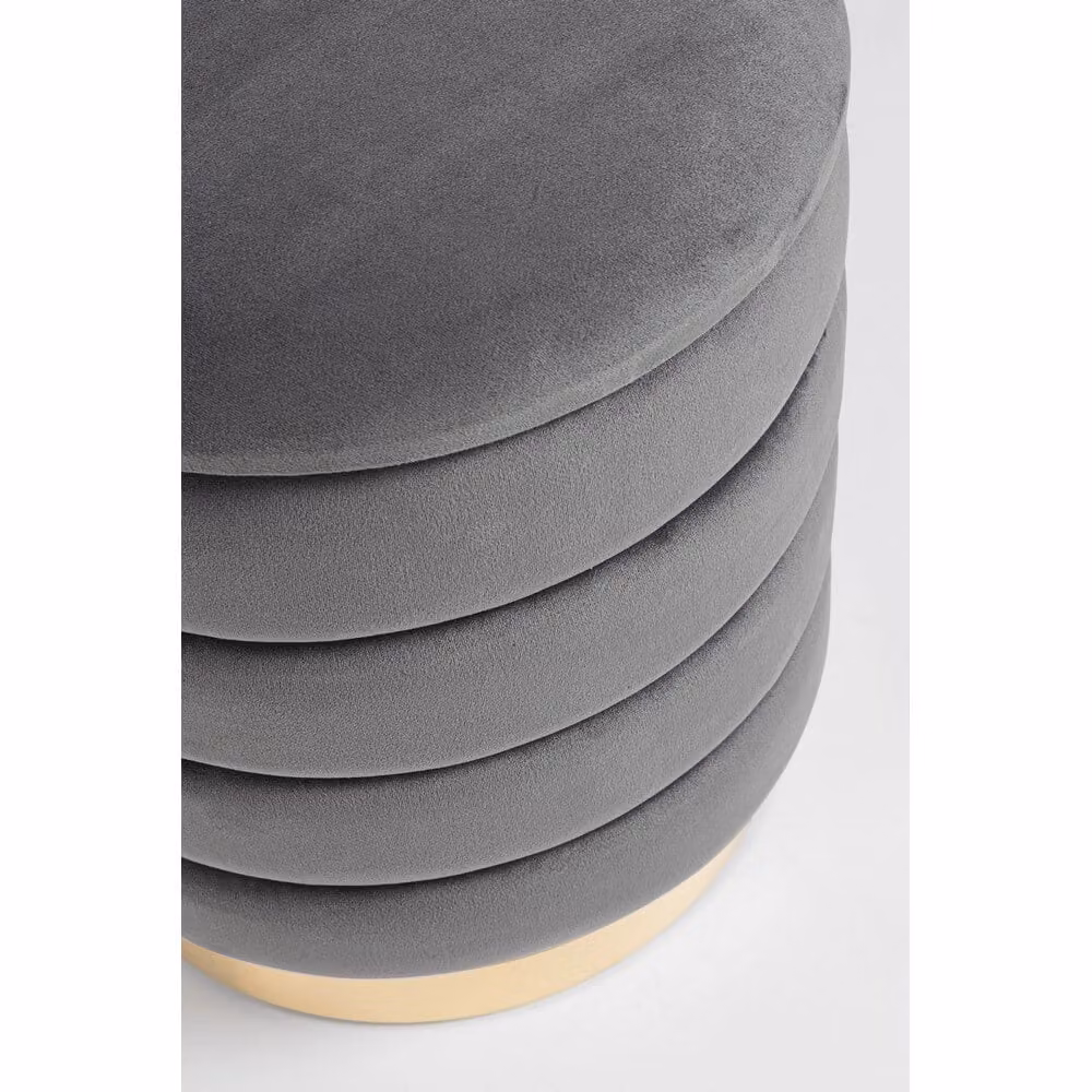 Set di 2 Pouf Contenitore Cilindrici in Velluto Beige con Base Dorata Bizzotto – 2