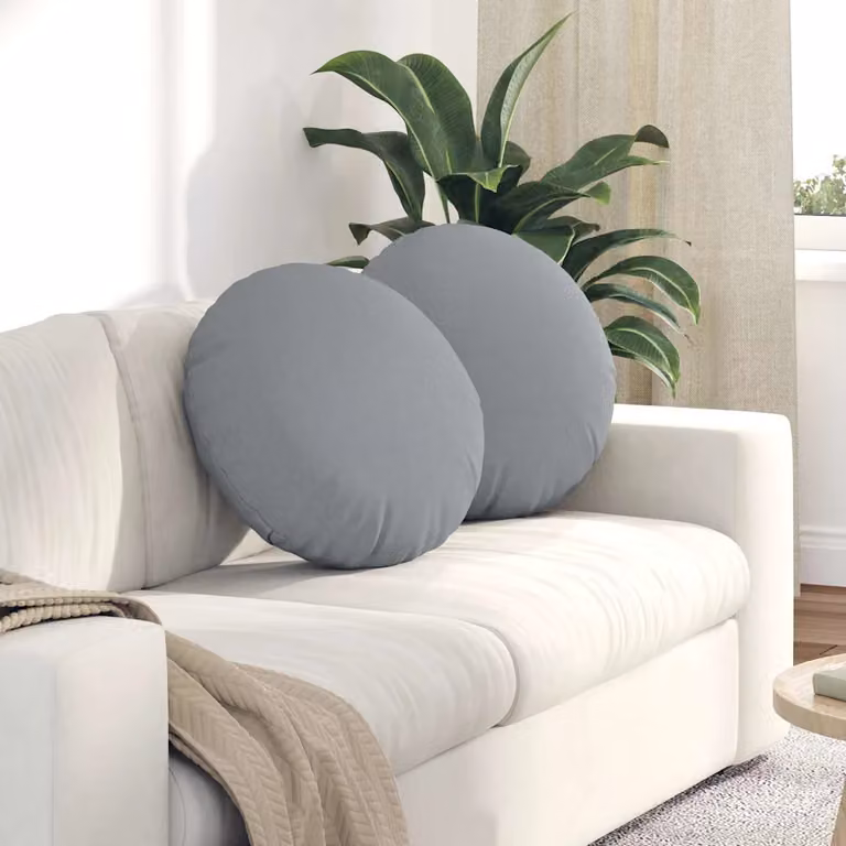 Set di 2 cuscini per seduta rotondi vidaXL in tessuto grigio, Ø 50 cm x 19 cm