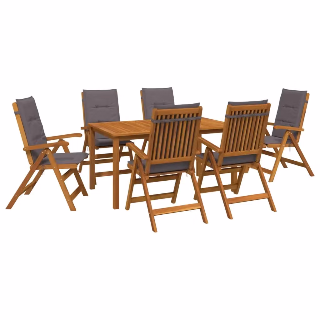 Set da pranzo per giardino vidaXL in legno di acacia oliato per 6 persone, colore marrone e antracite – 2