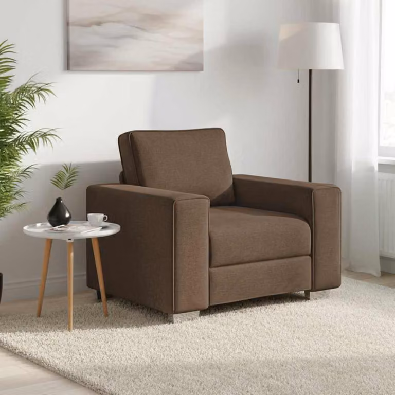 Poltrona Sofa Moderna vidaXL in Tessuto Marrone con Braccioli per Soggiorno