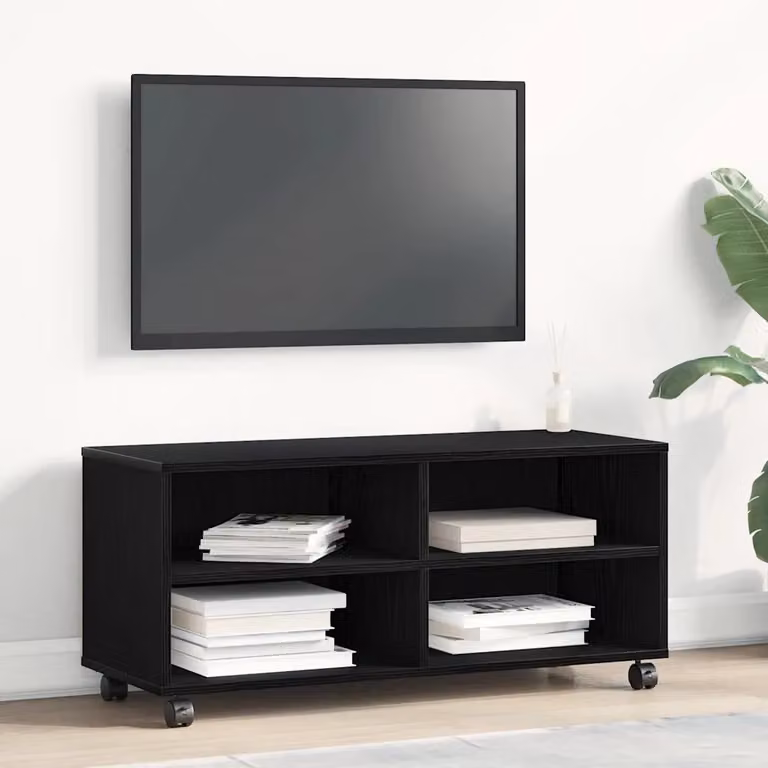Mobile TV vidaXL moderno in legno ingegnerizzato nero L 90 cm, P 35 cm, H 40.5 cm