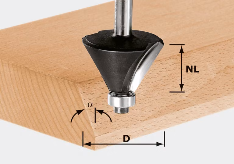 Fresa per smussatura Festool HW con gambo da 8 mm HW S8 D25,7/25,7/15° | 491132