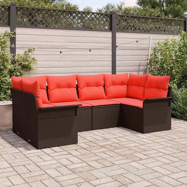Maison Exclusive - Set da giardino composto da 6 pezzi, divano, colore marrone, realizzato in rattan sintetico