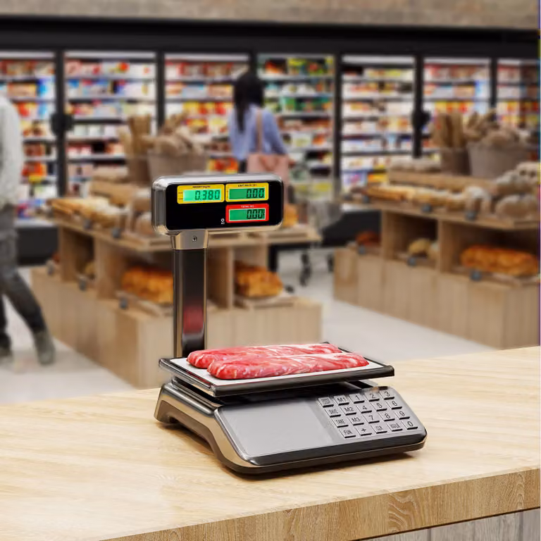 Bilancia elettronica professionale Costway in acciaio inossidabile color argento con schermo LCD retroilluminato per mercato e macelleria