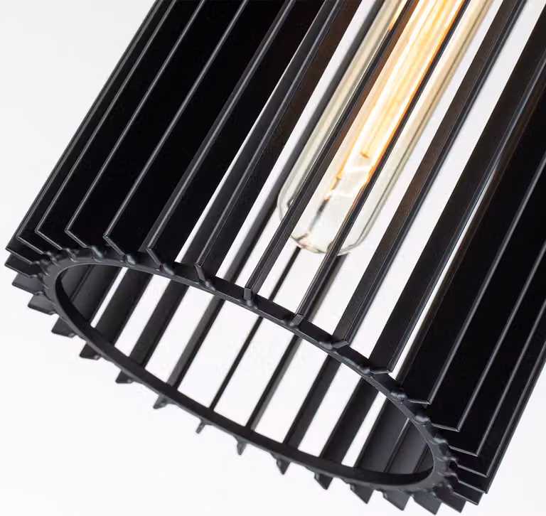 Lampada a sospensione in metallo E27 Ø 15,2 cm rotonda H: max. 149,9 cm in ottone nero Moderno