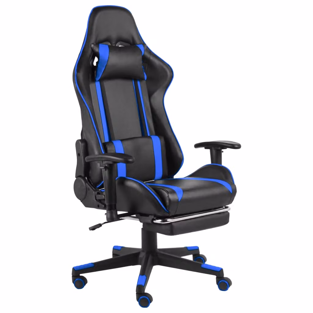vidaXL Sedia da gioco con poggiapiedi girevole PVC blu