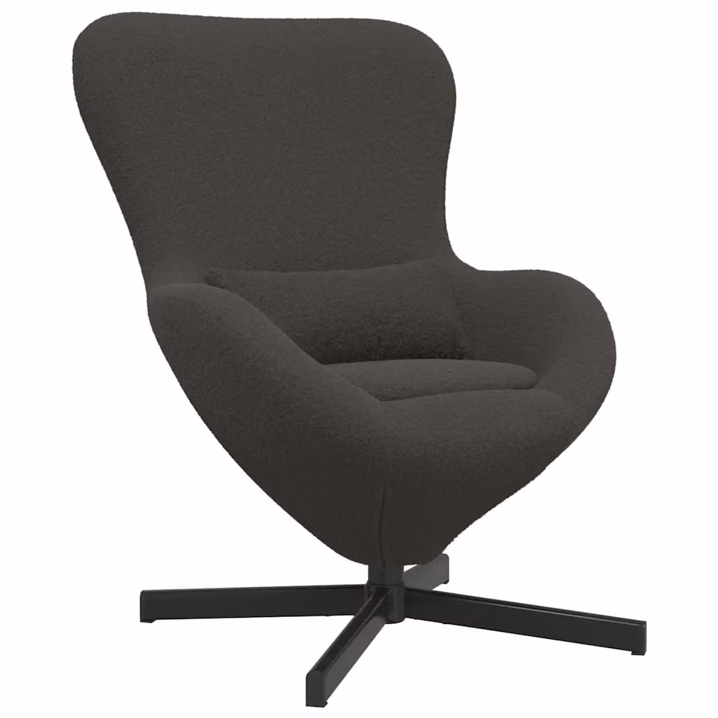 Poltrona girevole design uovo in tessuto grigio scuro con struttura in metallo L: 63 cm, P: 73 cm, H: 90 cm – 2