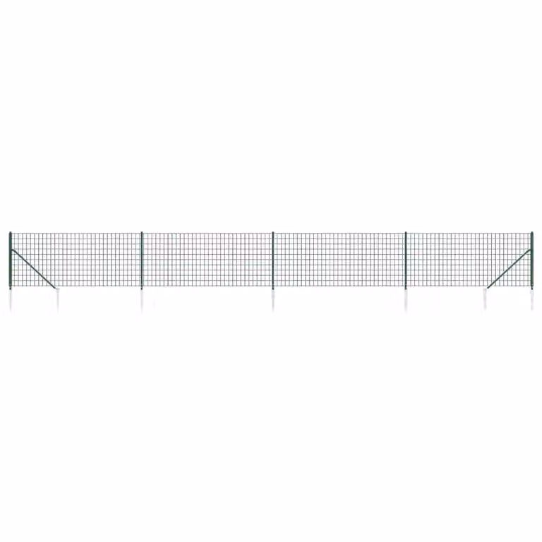 Recinzione Metallica con Picchetti Ancoraggio Verde 1,1x10 m