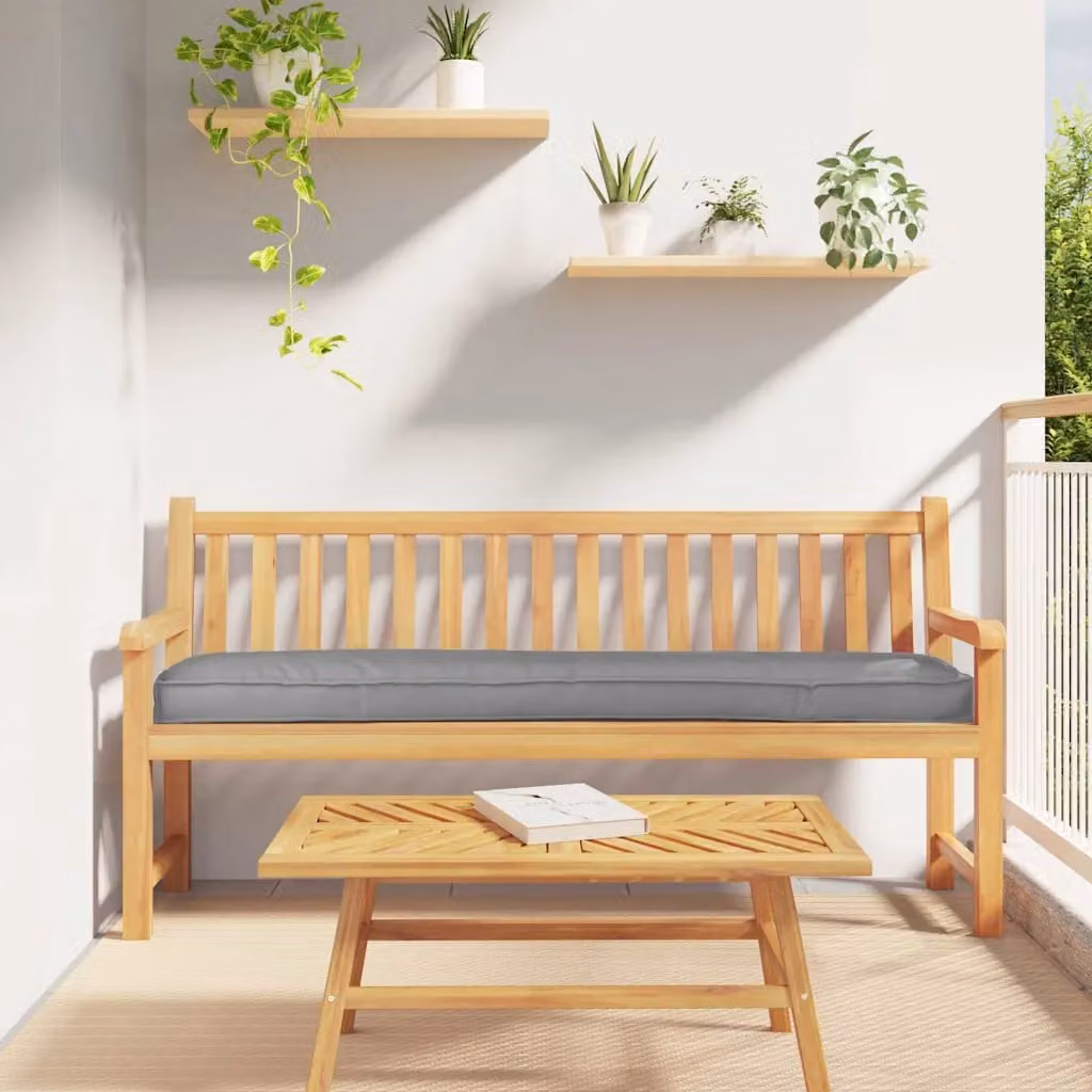 Cuscino per pallet vidaXL in tessuto Oxford grigio, idrorepellente, L 180 x P 40 x H 8 cm