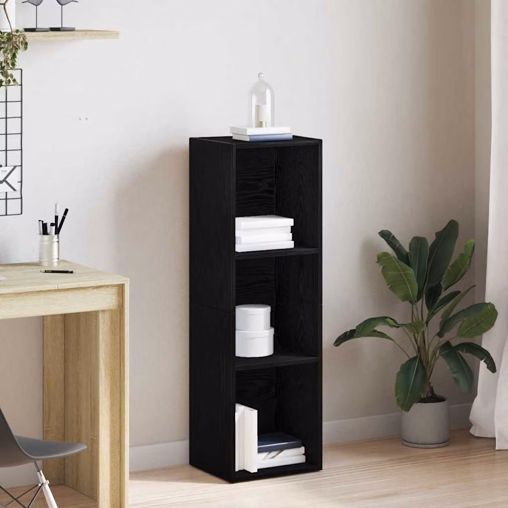 Libreria vidaXL in legno multistrato e MDF, colore nero, L 36 cm x P 30 cm x H 114 cm