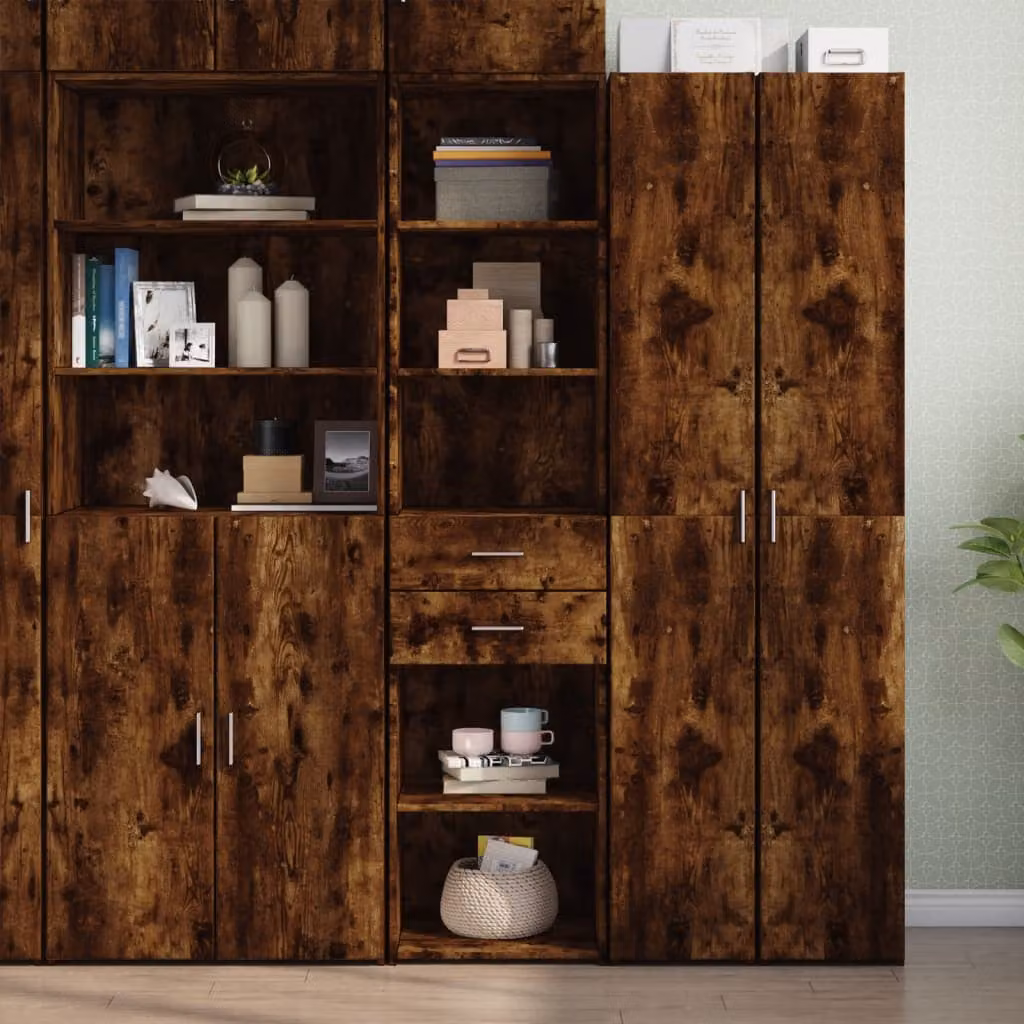 vidaXL Credenza Moderna in Legno Rovere Fumo L: 45 cm, P: 42,5 cm, H: 185 cm