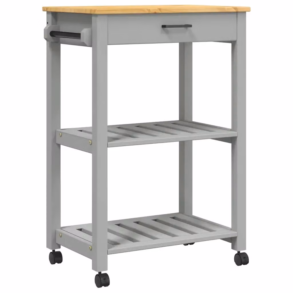 Carrello da cucina e scaffale MONZA Design Mania in legno massello di pino grigio con ruote L/P/H: 60 x 40 x 88,5 cm – 2