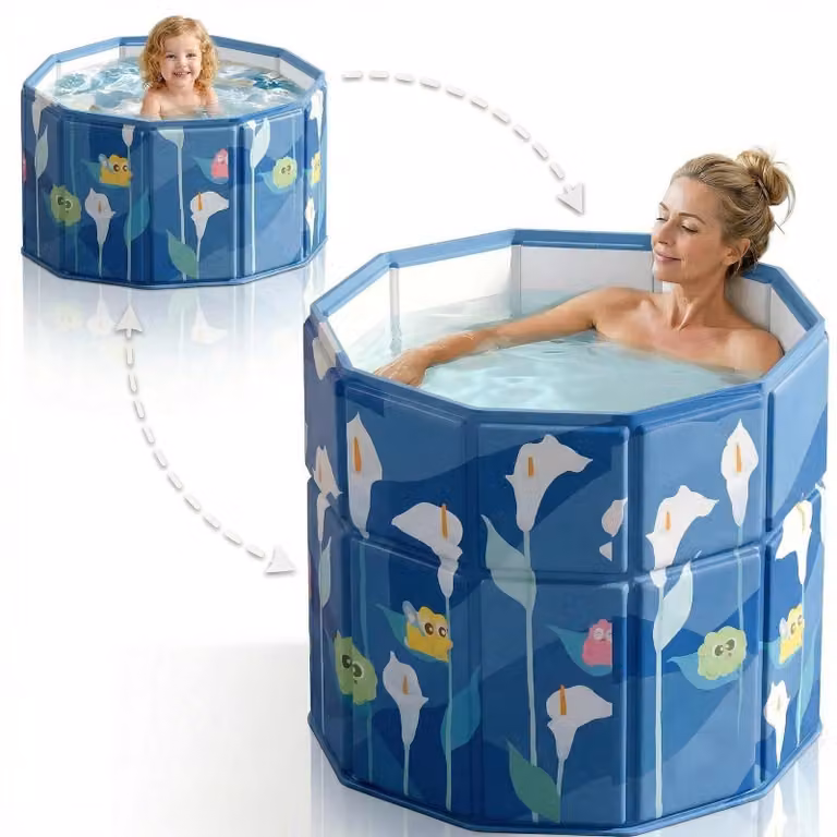 Vaschetta da bagno pieghevole per adulti - Vaschetta da bagno portatile da 70 cm, adatta per sedersi, per acqua calda e fredda