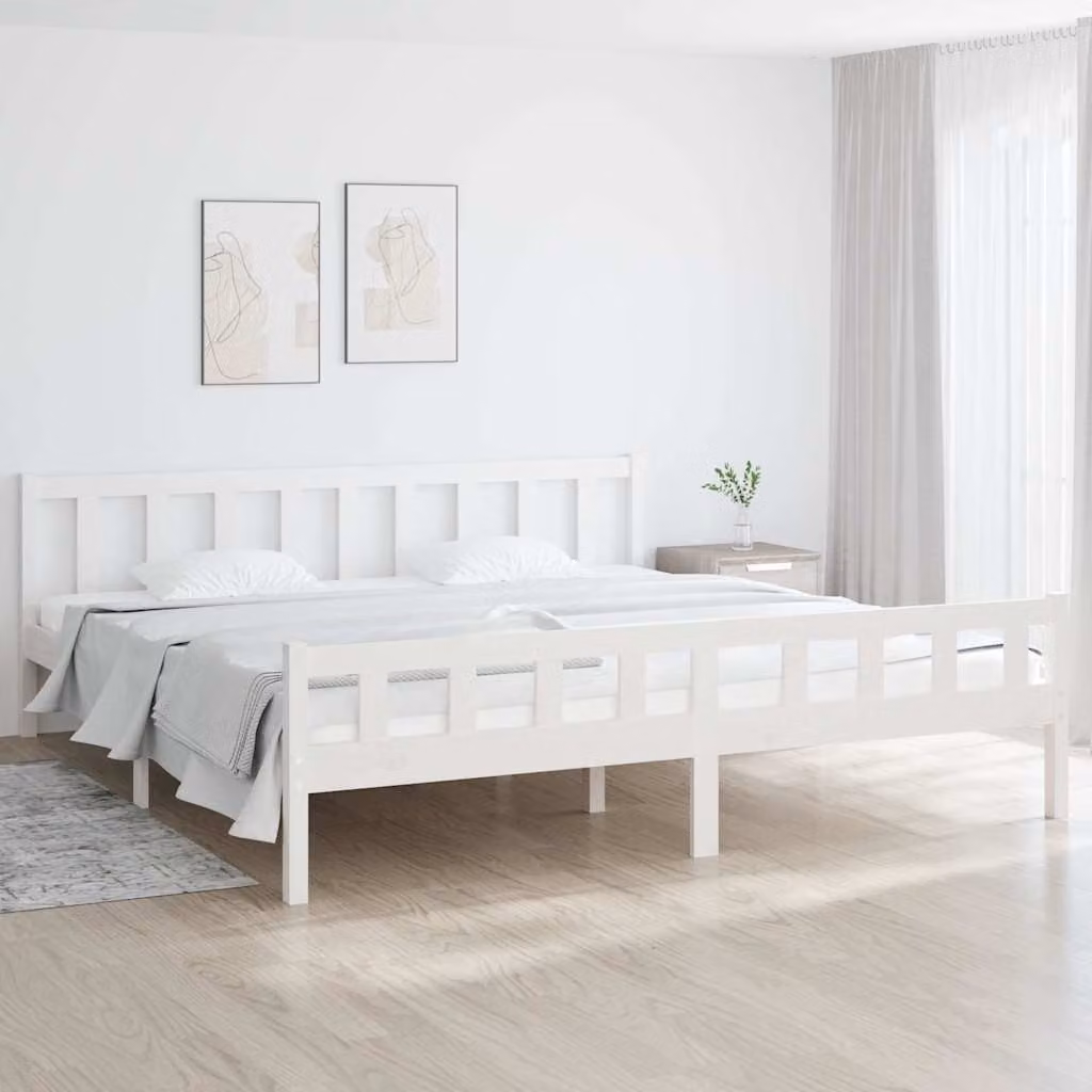 vidaXL Giroletto in Legno Massello di Pino Bianco L: 160 cm, P: 200 cm