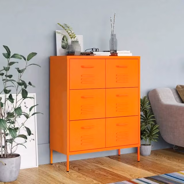 Cassettiera Arancione 80x35x101,5 cm in Acciaio 336147