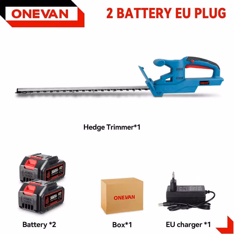 Tagliasiepi a batteria - Senza fili - 3000 W - 20000 giri/min - Lama da 51 cm - Lame a doppia azione - 2 batterie + caricabatterie UE - Rosso