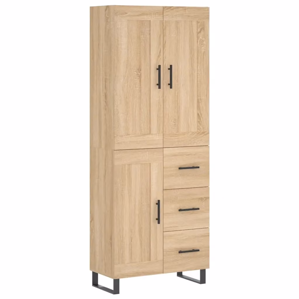 Credenza moderna vidaXL in legno e metallo color rovere, L: 69,5 cm, P: 34 cm, H: 180 cm – 2
